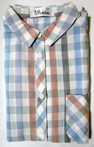 未使用保管品 Jr. Mariika チェックシャツ 半袖シャツ サイズ140 綿100% 薄め生地 日本製 男子/キッズ/レトロ/ヴィンテージ 