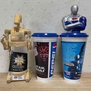 PEPSI MAN ペプシマン ドリンクボトル ボトルキャップ スターウォーズ EPISODE DARTH MAUL ドリンクホルダー バトルドロイド 3個セット