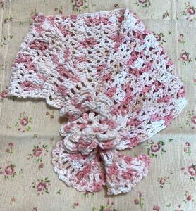 お花 ハンドメイド マフラー 春夏用ピンク