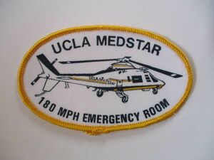 【送料無料】80s『UCLA MEDSTAR 180 MPH EMERGENCY ROOM』ヘリコプター プリント ワッペン/HELIビンテージ航空アップリケ航空機パッチ H1