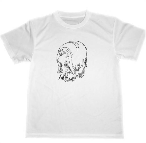 키타오 마사미 드라이 티셔츠 걸작 회화 미술 용품 코끼리 동물, 큰 사이즈, 크루 넥, 일러스트레이션, 성격