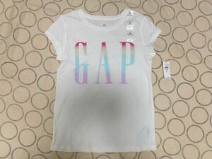 未使用品 Gapkids グラデーションカラーのロゴプリントがかわいい薄手キッズ半袖カットソー140 ホワイト