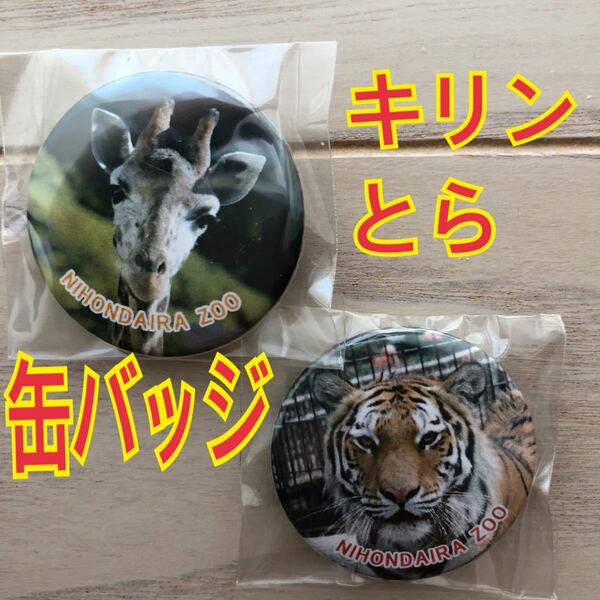 日本平動物園 キリン トラ 缶バッジ 虎 オリジナル缶バッジ バッジ バッチ