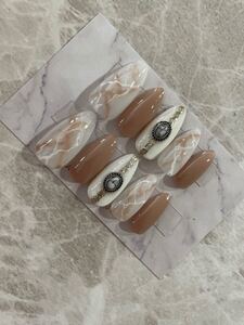 ネイルチップ 大理石ネイル ターコイズ ニュアンスネイル