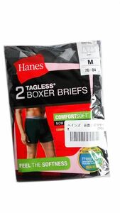 あ5959■訳あり Hanes ヘインズ 抗菌防臭 前開き ボクサーブリーフ 2枚組 M チェック柄(グレー・レッド)