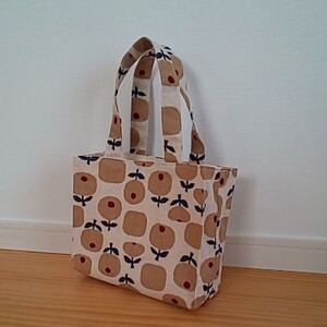 ハンドメイド トートバッグ 花柄 帆布 撥水加工
