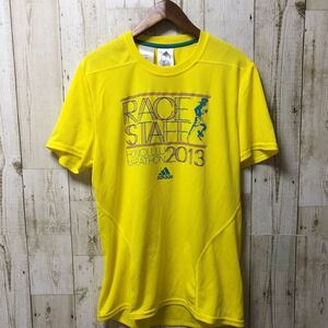 adidas アディダス ハワイ ホノルル マラソン 2013 ボランティア スタッフ Tシャツ Mサイズ イエロー 黄色 ポリエステル