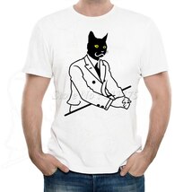 □黒猫 社長 スーツ サラリーマン おもしろ CAT ネコちゃん Tシャツ ホワイト S M L 2L 3L 4L 動物 アニマル◆新品未使用◆送料0円★_画像1