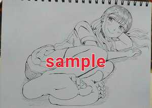 Art hand Auction A4 Handgezeichnete Illustration eines liegenden Mädchens, Comics, Anime-Waren, Handgezeichnete Illustration