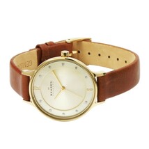 SKAGEN スカーゲン アニタ シャンパンゴールド SKW2147 Anita Brown Leather レディース ブラウンレザー 腕時計_画像2