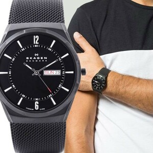 SKAGEN スカーゲン skw6006 AKTIV ブラック スティール メッシュバンド 腕時計 メンズ