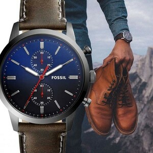 FOSSIL TOWNSMAN Leather フォッシル タウンズマン レザー ネイビー クロノグラフ メンズ 腕時計 fs5378