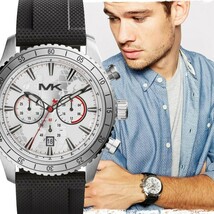 ☆ MICHAEL KORS マイケルコース mk8353 Mens Richardson Black Silicone メンズ クロノグラフ 腕時計_画像1