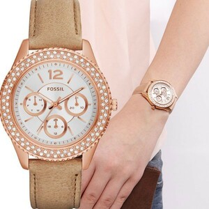 Ископаемые ископаемые Stella Stella Rose Gold Beige Ladies Watch ES3816