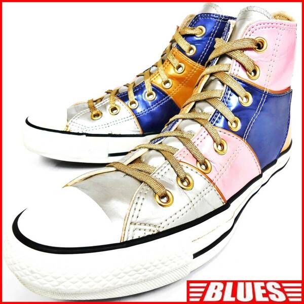 即決★CONVERSE★25.5cm エナメル ハイカットスニーカー コンバース メンズ 7 尾張七宝 8ホールシューズ オールスター パッチワーク