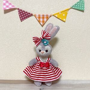 ハンドメイド★アカ。ボーダーワンピースセット★ステラルー。シェリーメイぬいぐるみバッジ用コスチューム