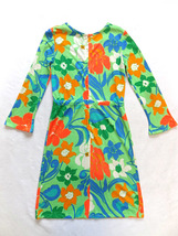 ビンテージ LILLY PULITZER 希少 60S 70S デザイナーズ ボタニカル 総柄 プリント ポリエステル ワンピース ウエスト コード 緑 グリーン _画像2