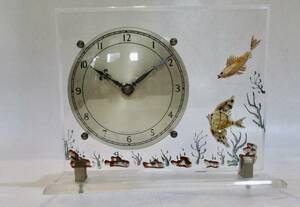 ☆ 水族館　置時計　英国製　1950年頃　完動品時計　スイス　1930年頃