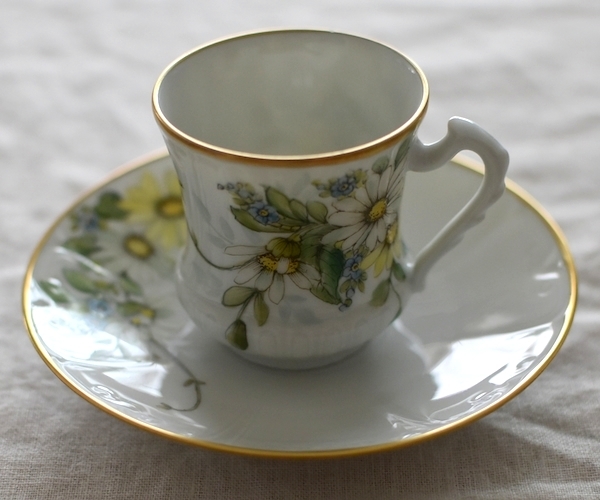 Limoges Giraud taza y platillo antiguos pintados a mano, utensilios de té, taza y plato, café, Tanto para té como para té.