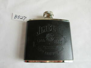 【B-527】JIM BEAM　200TH ANNIVERSARY　FLASK　黒　ボトル　4oz　未使用長期保管品