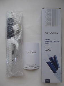 送料510円～【未使用品】SALONIA サロニア 2WAYストレート＆カールヘアアイロン 32ミリ ネイビーカラー