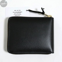 COMME des GARCONS WALLET SA7100 ラウンド ファスナー レザー ウォレット ブラック 新品 コムデギャルソン 二つ折り 財布 黒 ジップ_画像3