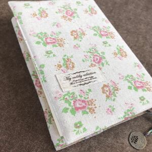 *am* hand made book cover cotton flax / pin Crows @. stamp /A5 large /22.3@ thickness adjustment OK