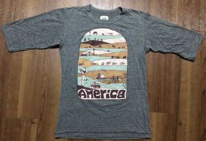 アメリカ製★US RAGS グレー プリントTシャツ Sサイズ★グレー 五分丈　アメリカン ファーマー