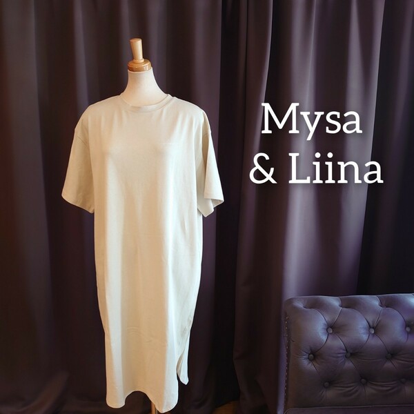 M2144 新品 Mysa&Liina ベージュ M ロゴT ワンピース タフ ミーサ&リーナ Bou Jeloud