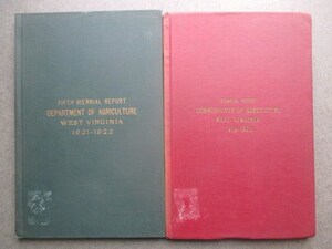 東京帝国大学旧蔵書◆英語版）ウェストバージニア州農業委員会隔年報告２冊一括◆大正８文明開化英学洋学農学農業技術古写真古書