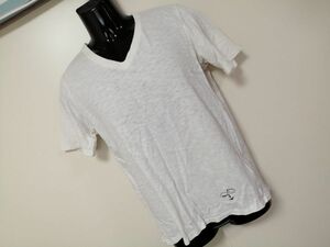 kkaa1149 ■ URBAN RESEARCH ■ アーバンリサーチ Tシャツ カットソー トップス 半袖 Vネック コットン 白 アイボリー 38 S～M