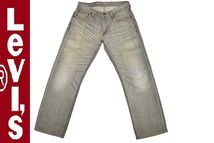 K-2732★Levi's リーバイス OL553-0005 553★ヴィンテージウォッシュ&クラッシュ加工 ブラックデニム ストレートジーンズ W31_画像1