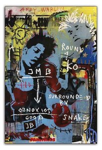 BB04-ジャン＝ミシェル・バスキア Jean-Michel Basquiat メタルプレート plate ブリキ板 ブリキプレート ヴィンテージ カフェ バー 模写
