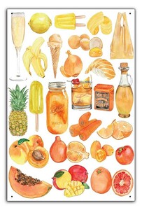 BF04-フード 食材 food fruit フルーツ ブリキプレート メタルプレート ブリキ板 ヴィンテージ アメリカン 雑貨 カフェ バー ガレージ 模写