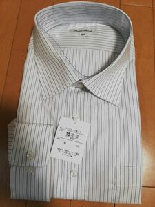 メンズ　長袖　ワイシャツ　5LB　ストライプ柄　ホワイト×ブラック×ピンク 【MAA-1563】