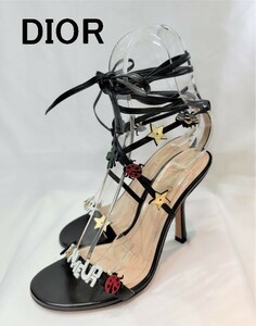 【新品】DIOR クリスチャンディオール　D-PORTE BONHEUR アンクルストラップ　サンダル　36 黒　KCE999LGBS900