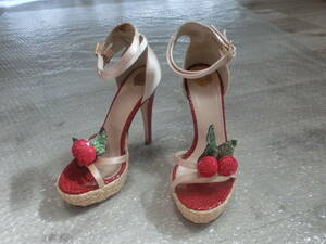 ELISABETTA FRANCHI/e Liza beta franc ki/ украшен блестками есть каблук сандалии! розовый бежевый /size36/ нестандартный возможно 