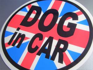 ｒ1●DOG in CARイギリス国旗ステッカー 10cmサイズ 犬●車に乗ってます☆ユニオンジャック 高耐久耐水シール EU(2