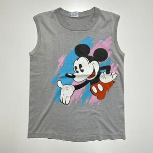 【S】80s Disney Mickey Mouse Print No Sleeve Tee 80年代 ディズニー ミッキーマウス プリント ノースリーブ Tシャツ タンクトップ G760