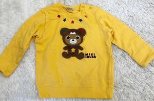 MIKIHOUSE　ミキハウス　長袖　スウェット　トレーナー　キッズ　90サイズ　子供服　イエロー　刺繍　プッチー　男女兼用　日本製