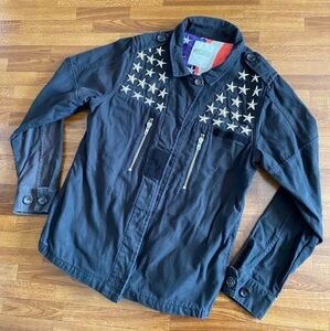 [ rare ] JOY RICH LOS ANGELES Joy Ricci Denim shirt Denim jacket black lady's S size star pattern studs attaching 