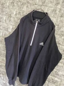 良品　adidas golf　アディダスゴルフ　ゴルフトレーナー　ゴルフウェア　ブラック　メンズ　Mサイズ　刺繍ロゴ　テーラーメイド