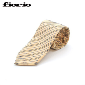 【定価1.7万・新品】fiorio（フィオリオ）コットンシルクネクタイ ベージュストライプ イタリア製 レジメンタル
