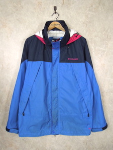 Колумбийская стеклянная дождевая куртка ● Размер мужского м (фактические размеры L)/синий/темно -синий/синий/темно -синий/водонепроницаемый горы Parker/PM0091