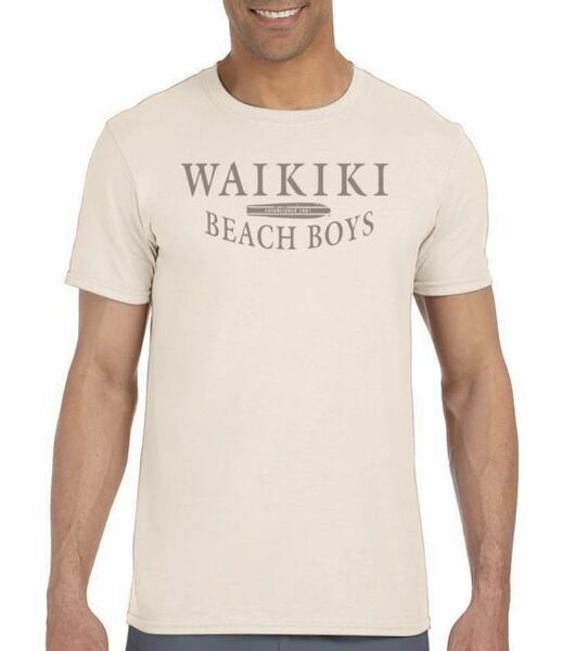 ●送料無料●大きいサイズ Malibu Shirts　Waikiki Beach Boys半袖TEE　(クリーム)【USサイズ/XXL】