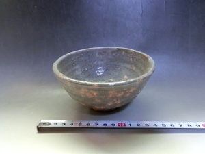 茶碗■鼠釉鹿紋茶碗 霞 お茶道具 抹茶碗 古美術 時代物 骨董品■