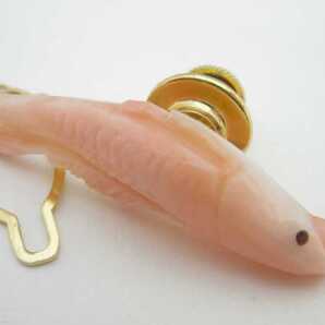 【TOP】珊瑚 サンゴ タイタック ブローチ タイピン ルース 根付 d936.