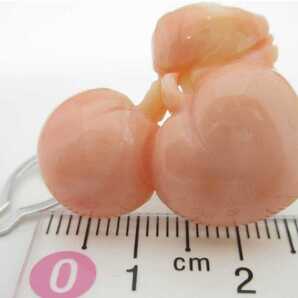 【TOP】桃珊瑚 サンゴ 7.2g タイタック ブローチ タイピン ルース 根付 a881.