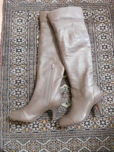 otetoeoti-ru* original leather knee-high long boots *22.5* trying on only * search ....22.5