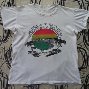 レア ブラジル製 MADE IN BRAZIL 70s 80s 90s UNKNOWN 当時物 ビンテージ オリジナル サンセット ビーチ 染み込み プリント Tee Tシャツ Mの画像1